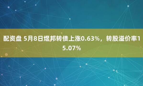 配资盘 5月8日煜邦转债上涨0.63%，转股溢价率15.07%