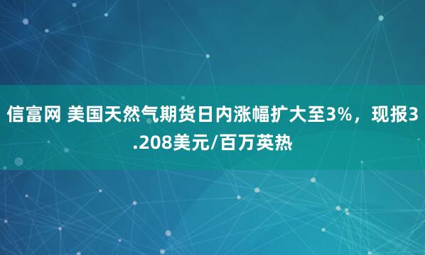 信富网 美国天然气期货日内涨幅扩大至3%，现报3.208美元/百万英热