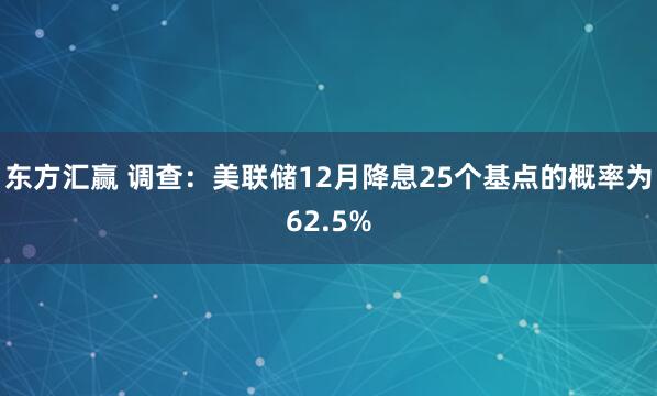 东方汇赢 调查:美联储12月降息25个基点的概率为62.5%