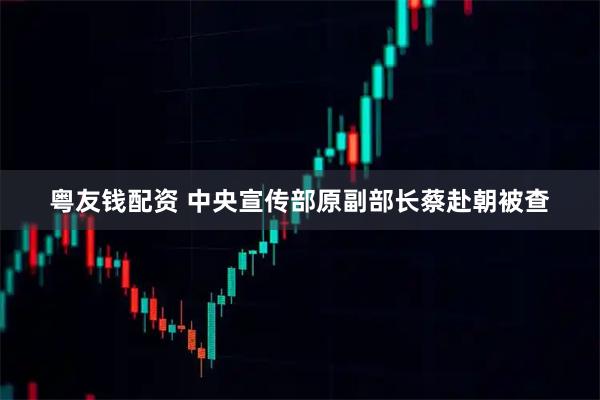 粤友钱配资 中央宣传部原副部长蔡赴朝被查